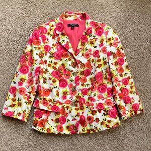 Ann Taylor Petite Pink Rose Floral Blazer Sz Petite 4P Bridgerton Inspired
